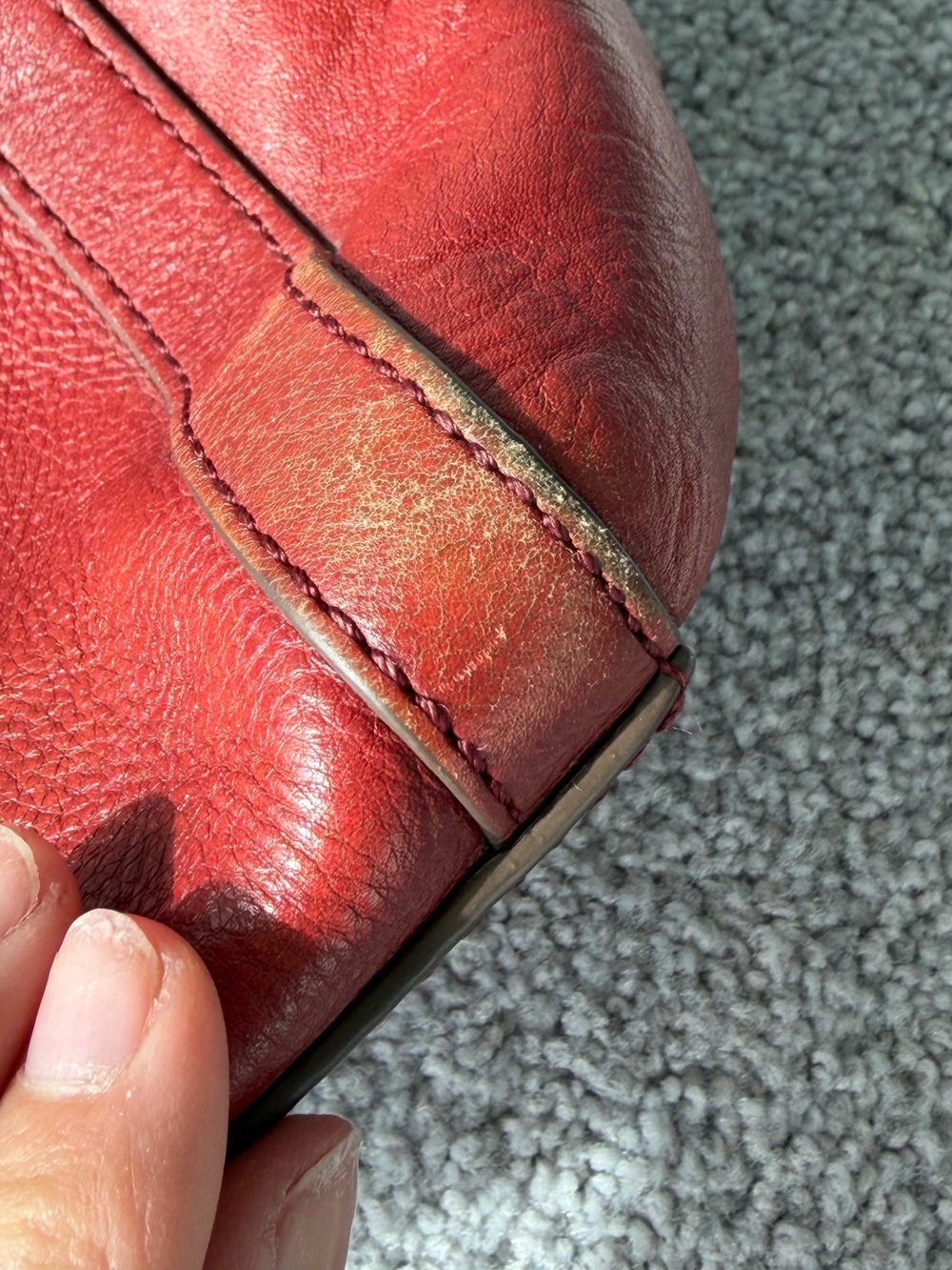 Fossil Red Leather Double-Handle Satchel - Picture 7 of 11